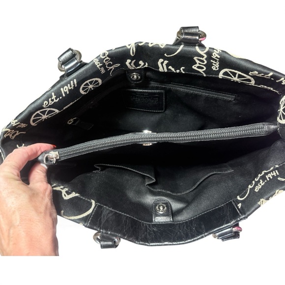 Coach Stage Coach Canvas & Logo Black and Gray Satchel Vintage - Picture 6 of 8